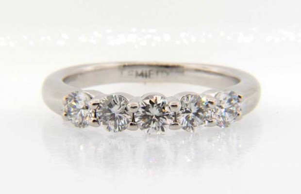 Platinum 5-Stone Shared Prong Anniversary Band
