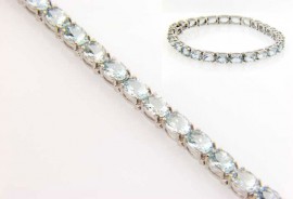 14 Karat White Gold Aquamarine Tennis Bracelet