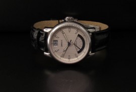 Gents Retro Style Quartz Cream Face and Black Strap