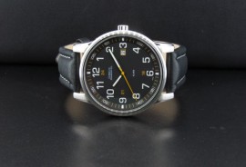 Gents Oversized Watch with  Black Dial and Black Leather Band
