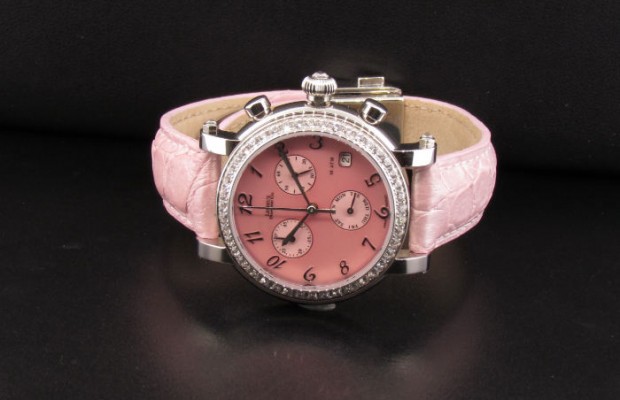 Ladies Pink White Sapphire Chrono