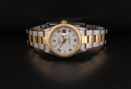 White Dial with Luminescence Gold Arabic Numerals with Lum Stick Hands