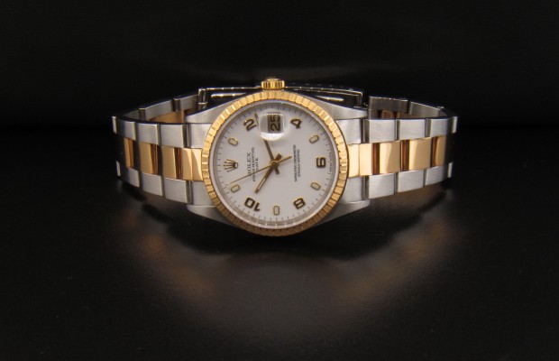 White Dial with Luminescence Gold Arabic Numerals with Lum Stick Hands